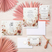 Boho Browns with Butterflies Floral Wedding 招待状 (この独立クリエイターのコレクションをカスタマイズ。)