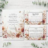 Boho Browns with Butterflies Floral Wedding 招待状 (この独立クリエイターのコレクションをカスタマイズ。)