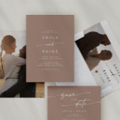 Boho Chic Neutral Taupeの写真結婚ブース 台座サイン