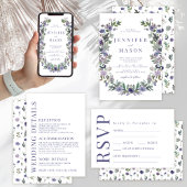 紫色の花の写真の招待状を保存