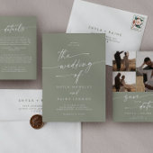 ボホシックセージ緑の食事の選択RSVP 結婚's オールインワン招待状