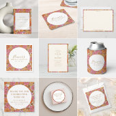 ボーホ スクリプト オークレ ピンク フラワー ブライダル シャワー カスタム スクエアシール