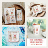 Boho Farm Animal 1st Birthday |Cute Rustic Barnyad 招待状