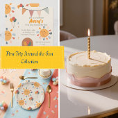 Boho 1歳の誕生日おめでとうパーティー "太陽の1周" 招待状