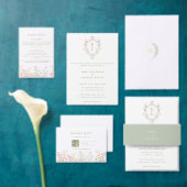 Chic Soft Sage boho wedding invitation belly band 招待状ベリーバンド (この独立クリエイターのコレクションをカスタマイズ。)