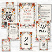 Boho Letterpress Skeleton save the date  招待状