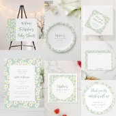 キュートボホセージデイジーフローラカスタムベビーシャワー サンキューカード