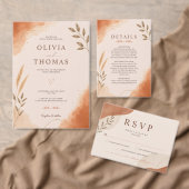 素朴なボヘミアン風のテラコッタの結婚式RSVP 出欠カード (この独立クリエイターのコレクションをカスタマイズ。)