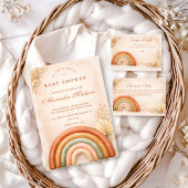 Boho Neutral Rainbow Baby Shower 招待状