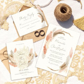Simple Modern Rustic Pampas Grass Wedding サンキューカード