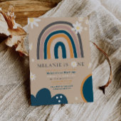 ボホーレインボーデイジーベージュ誕生日 サンキューカード