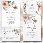 バジェットボホテラコッタフローラ結婚式招待状