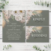 バジェットパンパスホワイトフローラ結婚式招待状 (この独立クリエイターのコレクションをカスタマイズ。)