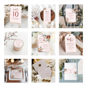 秋の優雅なピンクの色合い  結婚式のお礼 ギフトタグ