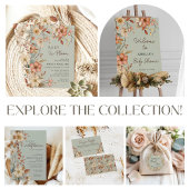 ボホワイルドフラワーフローラセージ緑ベビーシャワー 招待状