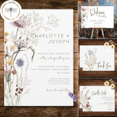 ボーホー パステル ワイルドフラワーズ モダン フラワーズ 招待状