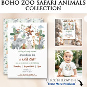 Safari ZOO Animals Wild One Green誕生日 横断幕