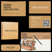 Bold Molded Construction Business QR Code Tan  名刺