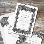 白黒のバラの写真デートを保存 招待状