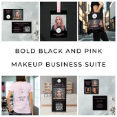 Bold Black and Blush Pink Social Icon QR Code 名刺