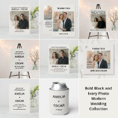 Bold Black Ivory Photo Modern Wedding Typography 招待状