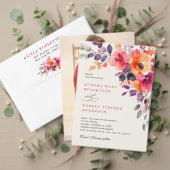 明るいはっきりしたピンクのオレンジ色の水色エレガントな結婚式 招待状 (この独立クリエイターのコレクションをカスタマイズ。テスト)