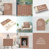 Bold Minimalist Mocha Brown Retro Custom Wedding クッション