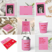 Bold Minimalist Pink and Red Retro Custom Wedding クッション