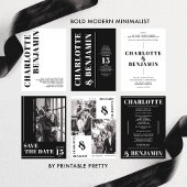 白モダンはっきりした横線結婚線 招待状