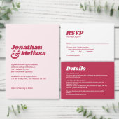 オールインワンはっきりしたレトロVivaマゼンタQRコー結婚ド 招待状 (この独立クリエイターのコレクションをカスタマイズ。)