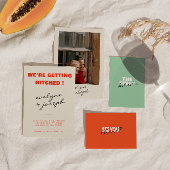 モダンファンキーユニークカラフルレトロ結婚おもしろい 招待状