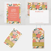 ボホイエローオレンジ植物花ブライダルシャワー ラウンドシール