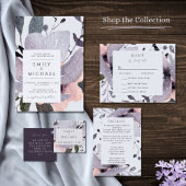 紫色はっきりしたの梅のメイブフローラ抽象芸術 オールインワン招待状