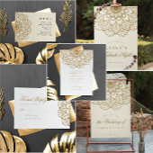 金ゴールドエレガントマンダラインディアン結婚式招待状