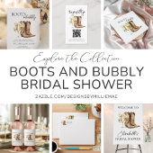 エレガントなブーツとバブル ブライズシャワー サンキューカード