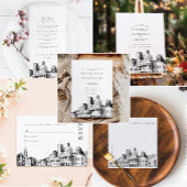 ボストエレガントンモダン・スケッチ・ニューイングランド結婚ズ 出欠カード