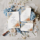 Botanical Blue Rose Wedding 招待状