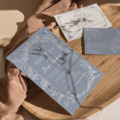 Fancy Dusty Blue Floral QR Code Photo Wedding 招待状