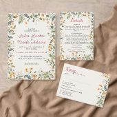 ボタニカルダフォジルデイジー牡丹結婚の花 招待状 (この独立クリエイターのコレクションをカスタマイズ。)