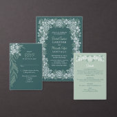 ボタニカルフローラセージミントエメラルドグリーン結婚ズ エンクロージャーカード (この独立クリエイターのコレクションをカスタマイズ。)