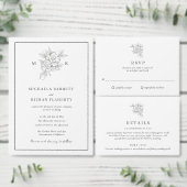 植物花モノグラム結婚ズ スタンダードカクテルナプキン (この独立クリエイターのコレクションをカスタマイズ。)