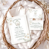 Botanical Gingham Silly Goose Baby Shower スタンダードカクテルナプキン