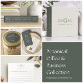Elegant Green Botanical Monogram & Name ノートブック