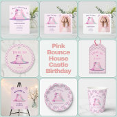 ピンクバウンスハウスキャッスル誕生日 サンキューカード