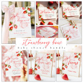 Pink Bow Berry Sweet Baby Shower Invitation 招待状