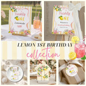 フレッシュリー1stアーチピンクイエローレモンの1歳の誕生日 ラベル