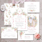 Monogrammed Bows and Wildflowers Sticker ラウンドシール