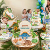 少年恐竜3歳の誕生日パーティー スクエアシール