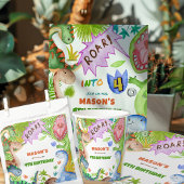 Boy Dinosaur 4th Birthday Invitation 招待状