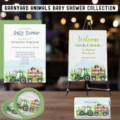 ブルーグリーンファームトラクターボーイズベビーシャワー 招待状